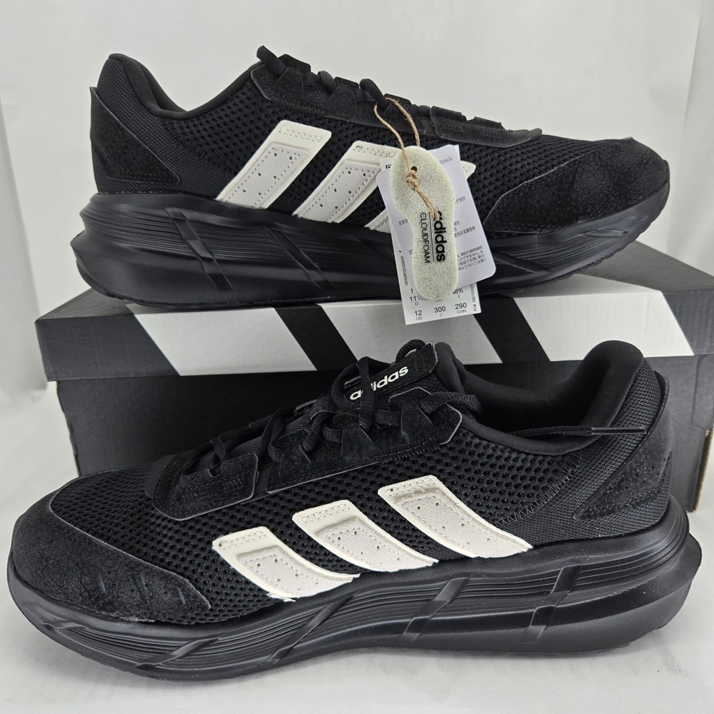 Adidas Astrastar Mens 12 Black White Cloudfoam Running Shoes JP5938 NEW
